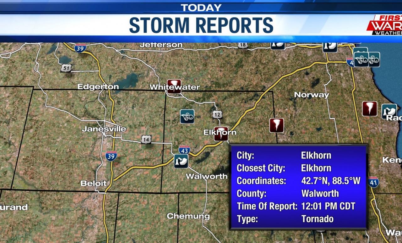 Wisconsin tornado wind across elkhorn